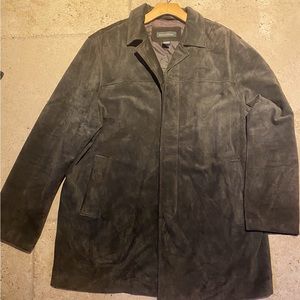 Banana Republic Men’s leather suede moss green field jacket L thigh length